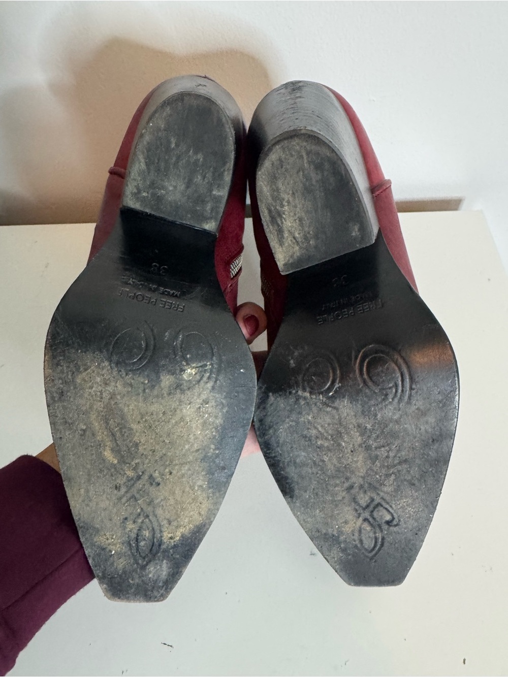 Free People Brayden Western Boots burgundy 38 Brandywine - Picture 9 of 11